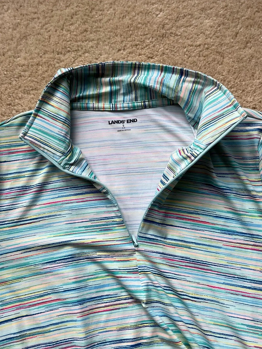 Lands’ End Multicolored Striped 1/4 Zip Swim Cover Up Dress - Size S - EUC